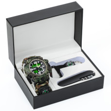 Чоловічий водостійкий спортивний тактичний з компасом годинник Besta Box Military Set подарочный набор, с компасом