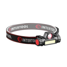 Ліхтар налобний акумуляторний XPE + COB, магніт INTERTOOL LB-0309