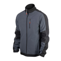 Куртка SOFTSHELL темносіро-чорна, тришарова, тканина стрейч SOFTSHEL 300 GSM 100D, з водо- і вітрозахистом, 96% поліестер і 4% еластан, одна зовнішня і два бічні кишені, розмір XXXL