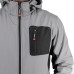 Куртка SOFTSHELL світлосіро-чорна, з капюшоном, тришарова, тканина стрейч SOFTSHEL 300 GSM 100D, з водо- і вітрозахистом, 96% поліестер і 4% еластан, одна зовнішня та дві бічні кишені, розмір S