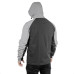 Куртка SOFTSHELL світлосіро-чорна, з капюшоном, тришарова, тканина стрейч SOFTSHEL 300 GSM 100D, з водо- і вітрозахистом, 96% поліестер і 4% еластан, одна зовнішня та дві бічні кишені, розмір S