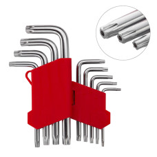 Набір ключів Г-подібних TORX з отвором, 9 од., Т10-Т50, Cr-V