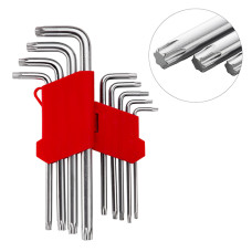 Набір ключів Г-подібних TORX подовжених 9 шт., Т10-Т50, Cr-V
