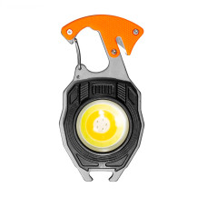 Акумуляторний LED ліхтарик-брелок W5147 з Type-C orange(7 режимів, прикурювач, карабін, ніж, магніт)