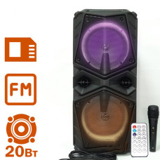 Колонка ZQS-8201 Бездротова переносна акустична Bluetooth з підсвічуванням мікрофоном AUX пульт Д/У