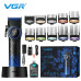 Профессиональная машинка для стрижки волос VGR V-001 BLUE с дисплеем 9000 об/мин и 10 насадками 1,5-24 мм.