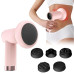Масажер антицелюлітний для тіла рук та ніг 4 насадки 6 швидкостей Deep Rolling Massager. Колір: рожевий