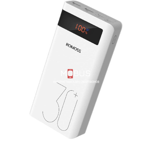 Зовнішній акумулятор (павербанк) Romoss 30000mah Sense8+ White (PHP30-401-02)